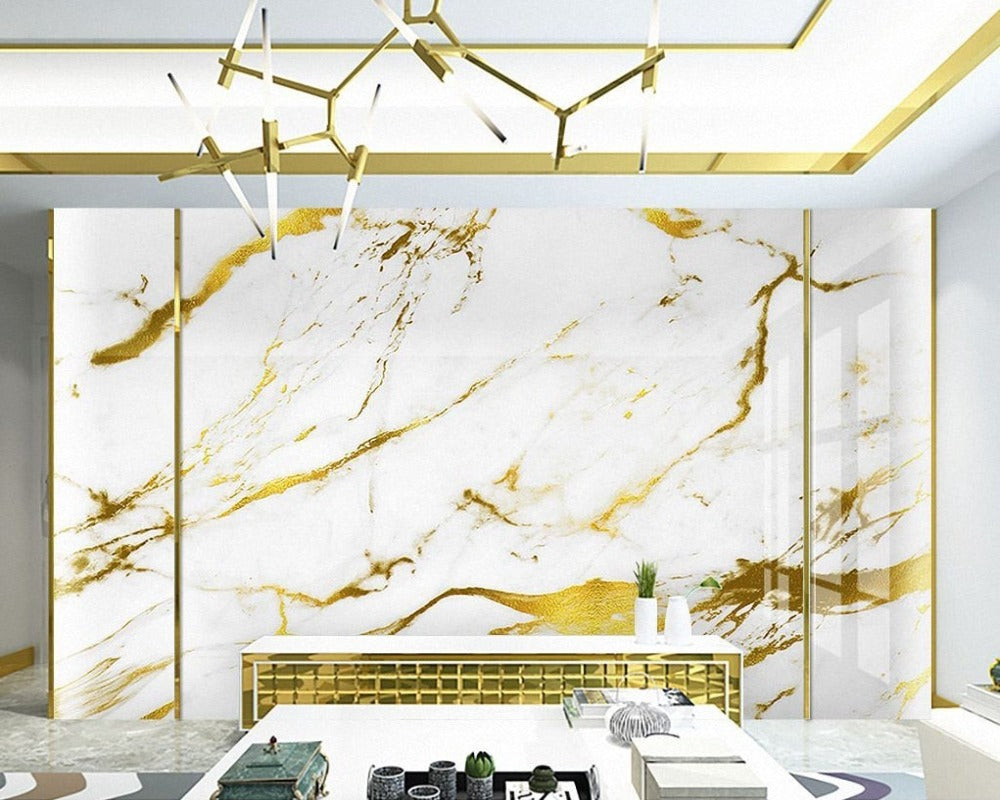 3D Wallpaper Golden Marble 