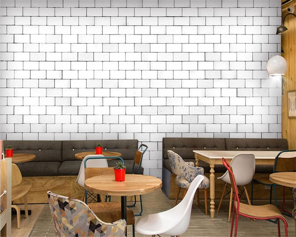 3D Wallpaper White Brick Parade
