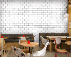 3D Wallpaper White Brick Parade SKU# WAL0279