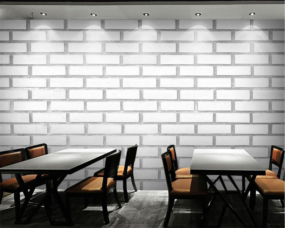 3D Wallpaper White Brick Parade SKU# WAL0279