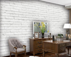 3D Wallpaper White Brick Parade SKU# WAL0279