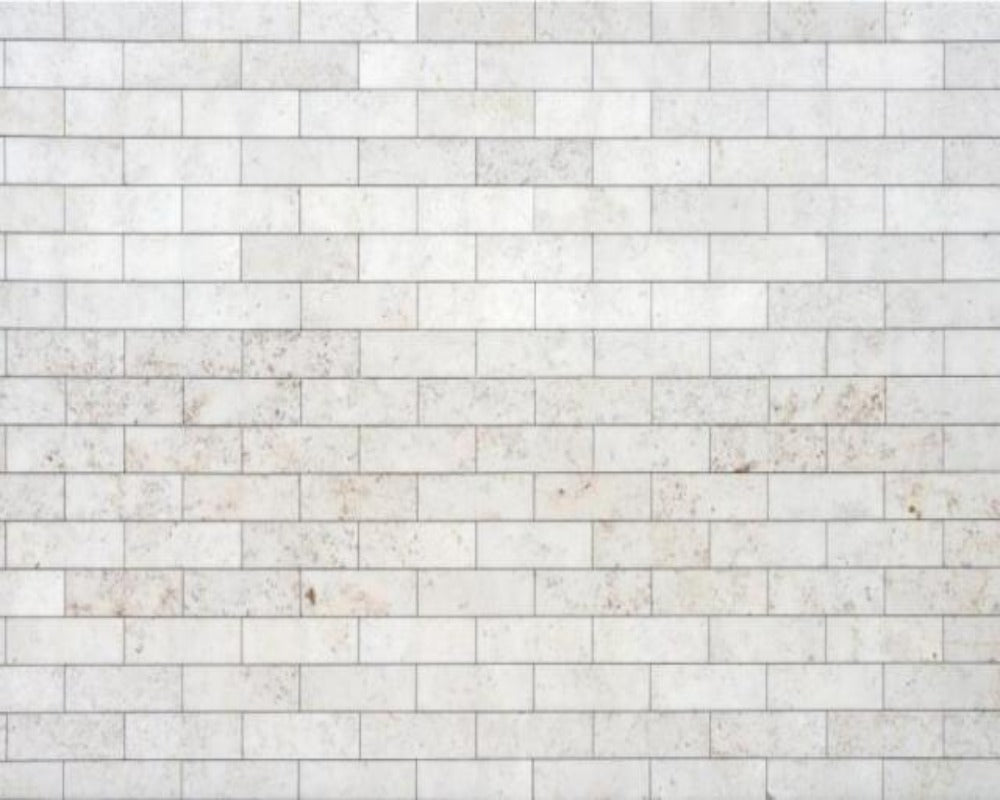 3D Wallpaper White Brick Parade SKU# WAL0279