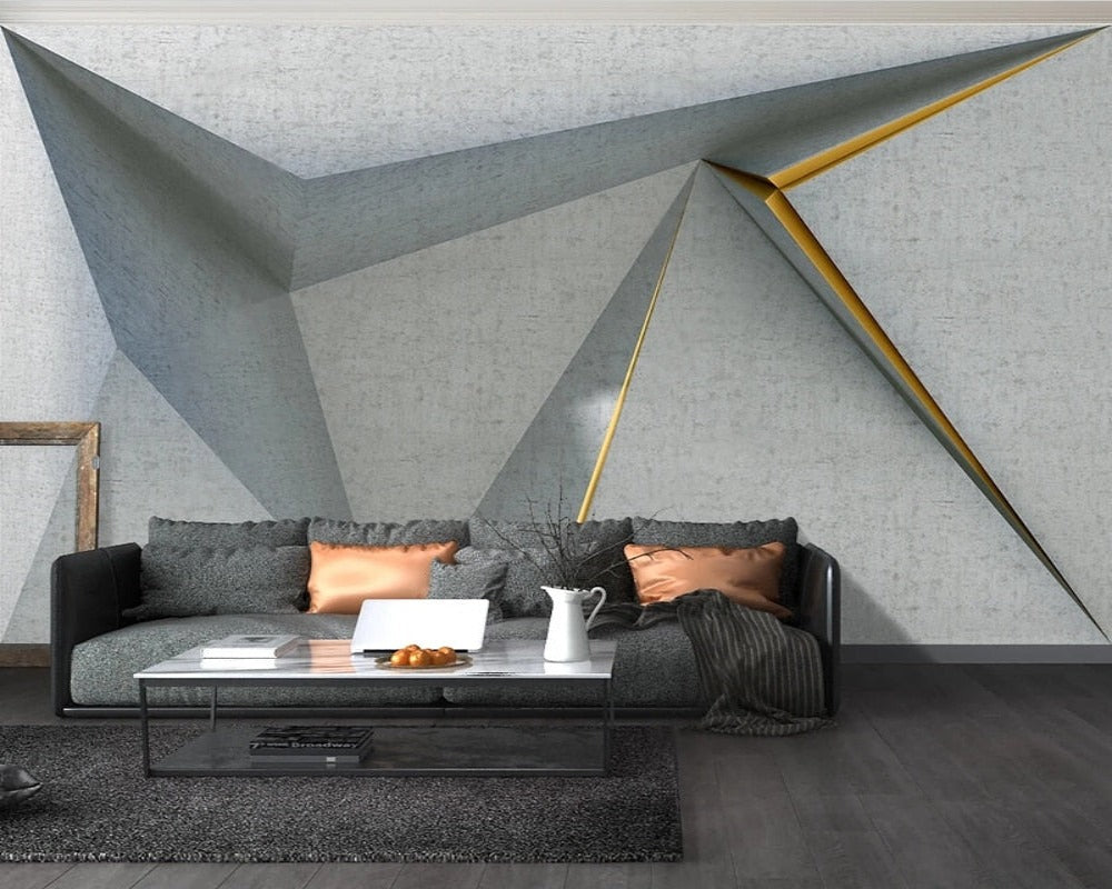 3D Wallpaper Geometric Concrete Lines SKU# WAL0034