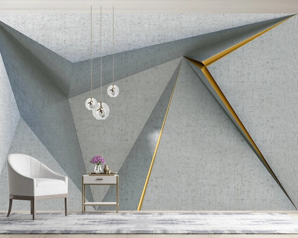 3D Wallpaper Geometric Concrete Lines 