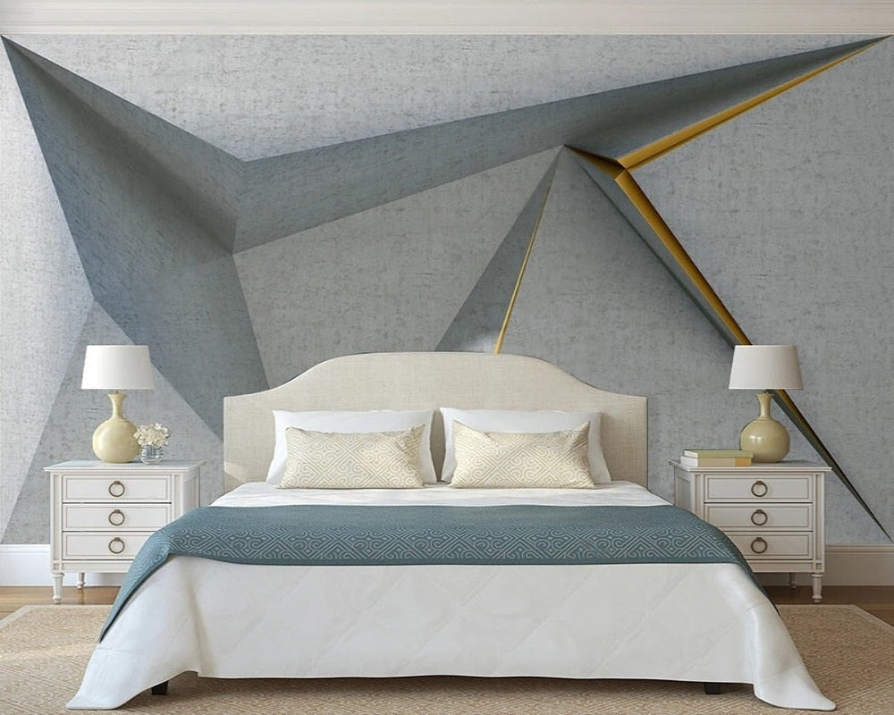 3D Wallpaper Geometric Concrete Lines 