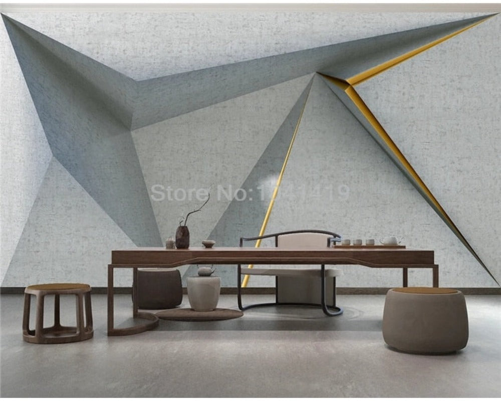 3D Wallpaper Geometric Concrete Lines 