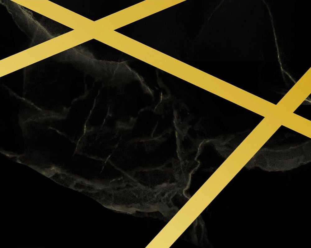 3D Wallpaper Gold & Black Marble 