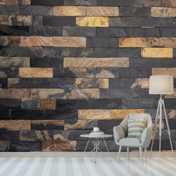 Brick Wallpaper Black & Gold Brick Wall for Wall Covering