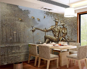 3D Wallpaper European Rustic Art for Dining Room Wallpaper