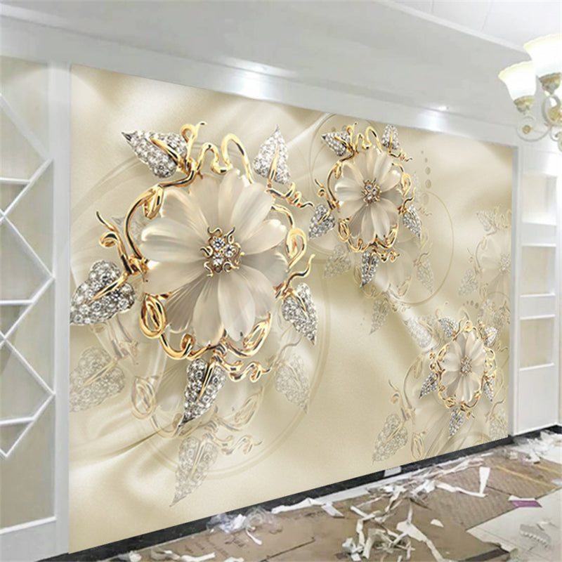 Floral Inspired 3D Wallpaper Luxury Gold European Flower