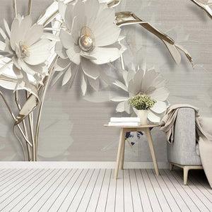 3D Wallpaper Embossed Flowers for Wall Covering