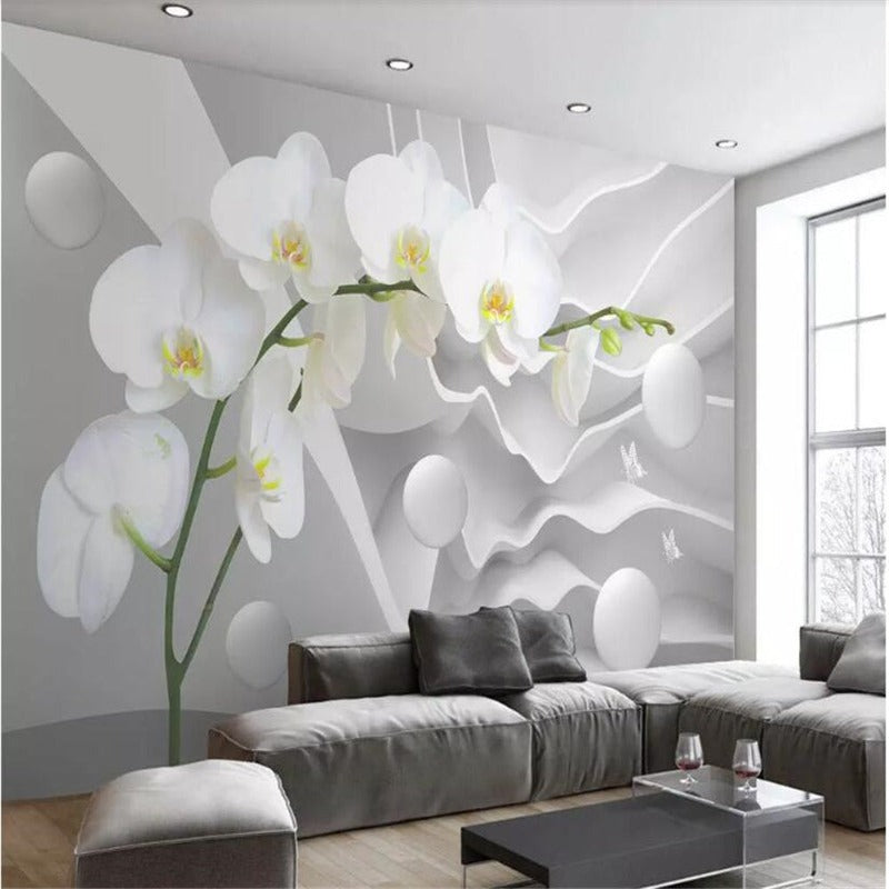 Floral Inspired 3D Wallpaper Butterfly Orchid