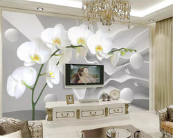 Modern 3D Wallpaper Butterfly Orchid