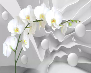 Foral Design 3D Wallpaper Butterfly Orchid