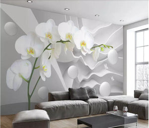 3D Wallpaper Butterfly Orchid for Wall Covering
