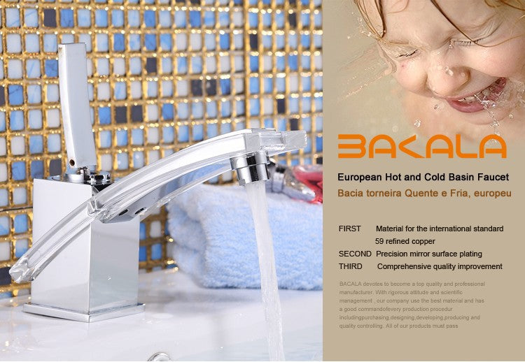 Modern Glass and Chrome Bathroom Faucet SKU# BAT0008