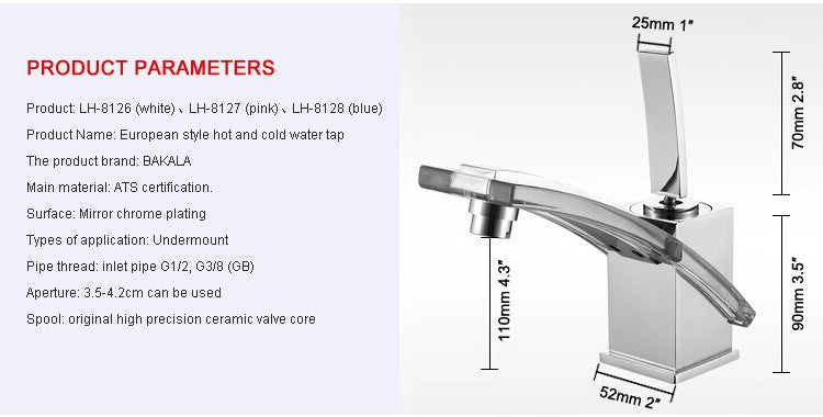 Modern Glass and Chrome Bathroom Faucet SKU# BAT0008