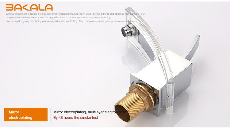 Modern Glass and Chrome Bathroom Faucet SKU# BAT0008