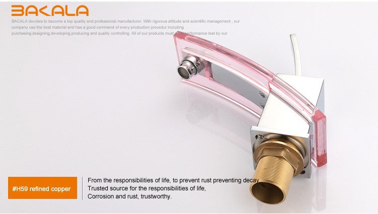 Modern Glass and Chrome Bathroom Faucet SKU# BAT0008