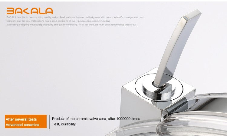 Modern Glass and Chrome Bathroom Faucet SKU# BAT0008