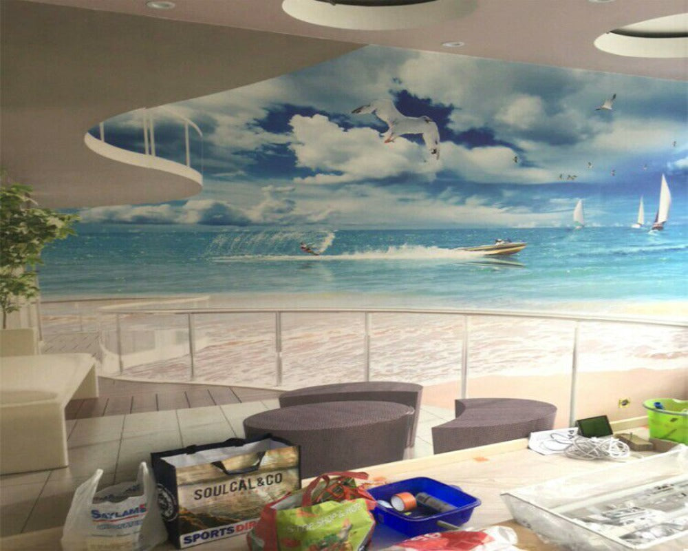 3D Wallpaper Custom Mural Seaside SKU# WAL0141