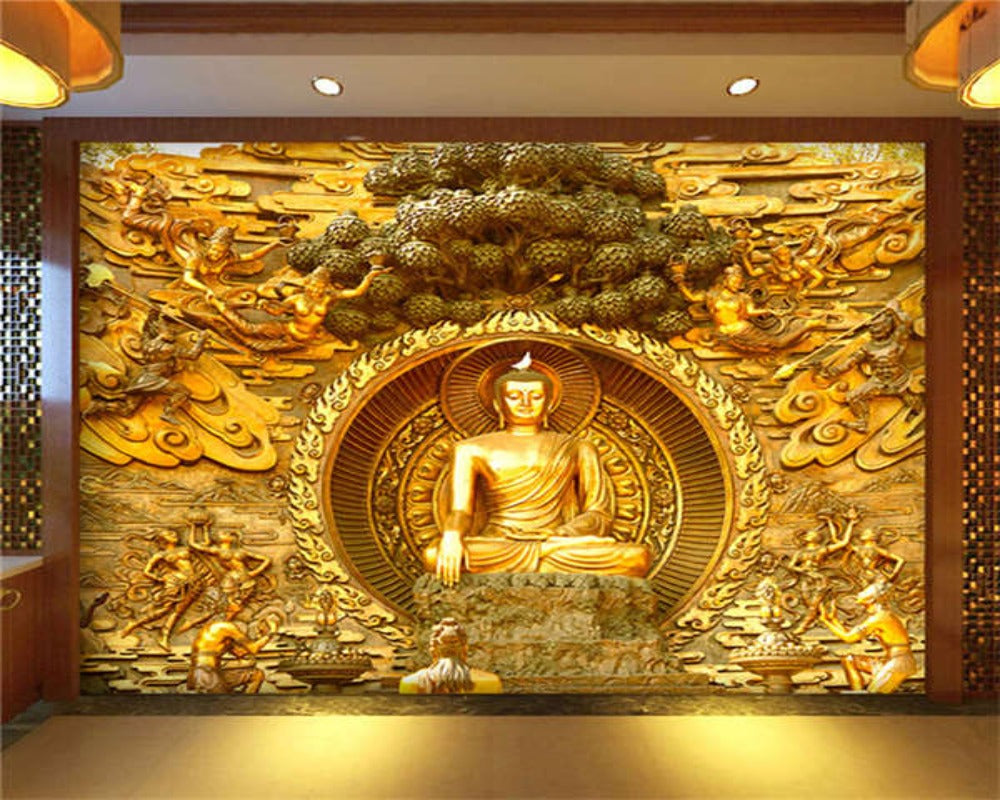 3D Wallpaper Golden Buddha SKU# WAL0278