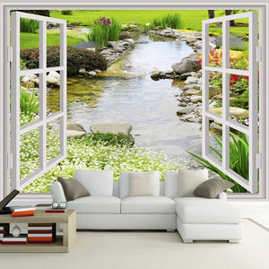 3D Wallpaper Window Garden SKU# WAL0346
