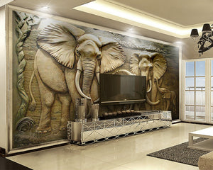 3D Wallpaper Stereo Embossed Elephant SKU# WAL0066