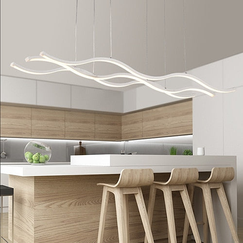 LED Water Waves Aluminum Pendant Island SKU# LIG0049