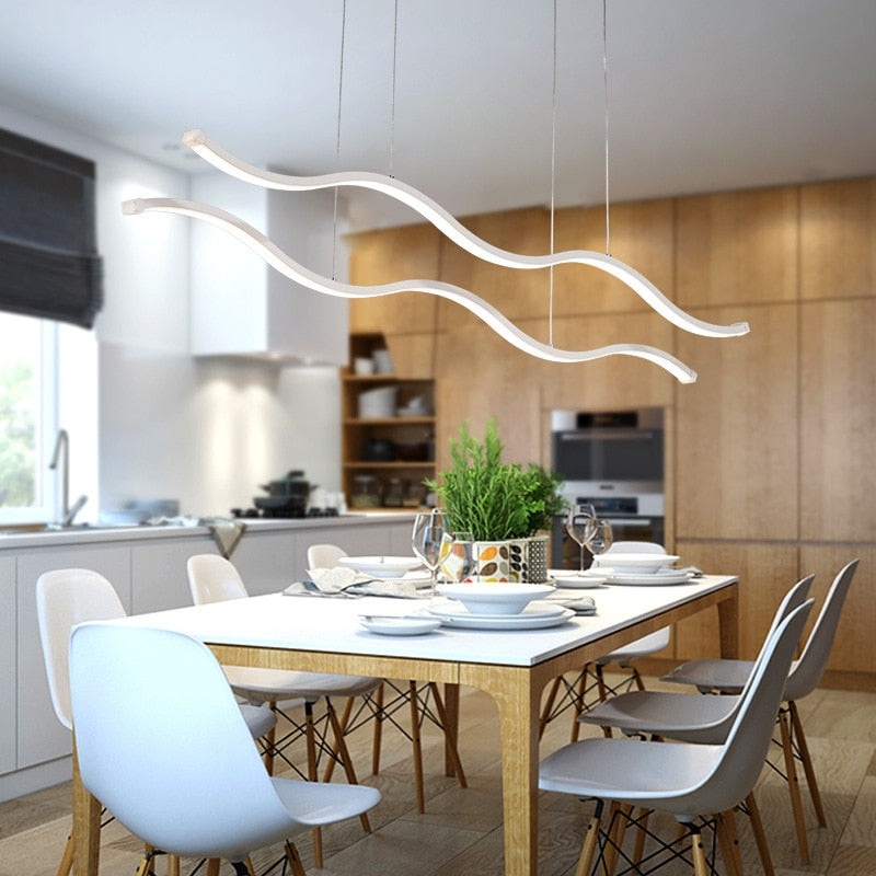LED Water Waves Aluminum Pendant Island SKU# LIG0049