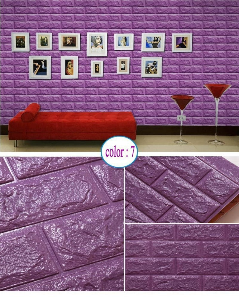 10 Pack 3D Brick Wall Tiles Multiple Colours SKU# MOS0032