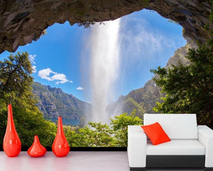 3D Wallpaper Cave Waterfall SKU# WAL0209