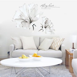 Creative White Flower Bedside Wall Stickers, European SKU# MOS0047