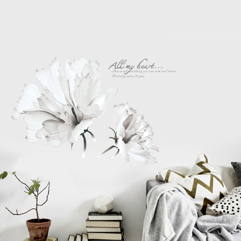 Creative White Flower Bedside Wall Stickers, European SKU# MOS0047