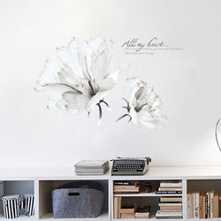 Creative White Flower Bedside Wall Stickers, European SKU# MOS0047