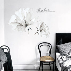 Creative White Flower Bedside Wall Stickers, European SKU# MOS0047