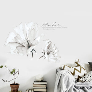Creative White Flower Bedside Wall Stickers, European SKU# MOS0047