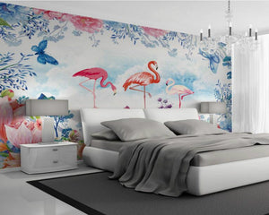 3D Wallpaper Painted Flamingo SKU# WAL0150