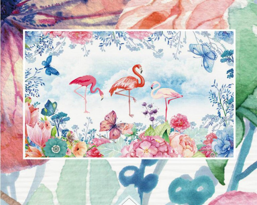 3D Wallpaper Painted Flamingo