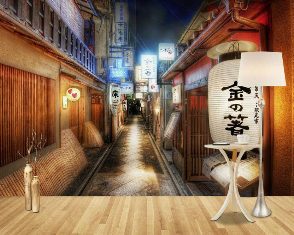 3D Wallpaper Japanese Shop Street 