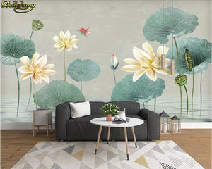 3D Wallpaper Chinese Lotus Leaf SKU# WAL0023