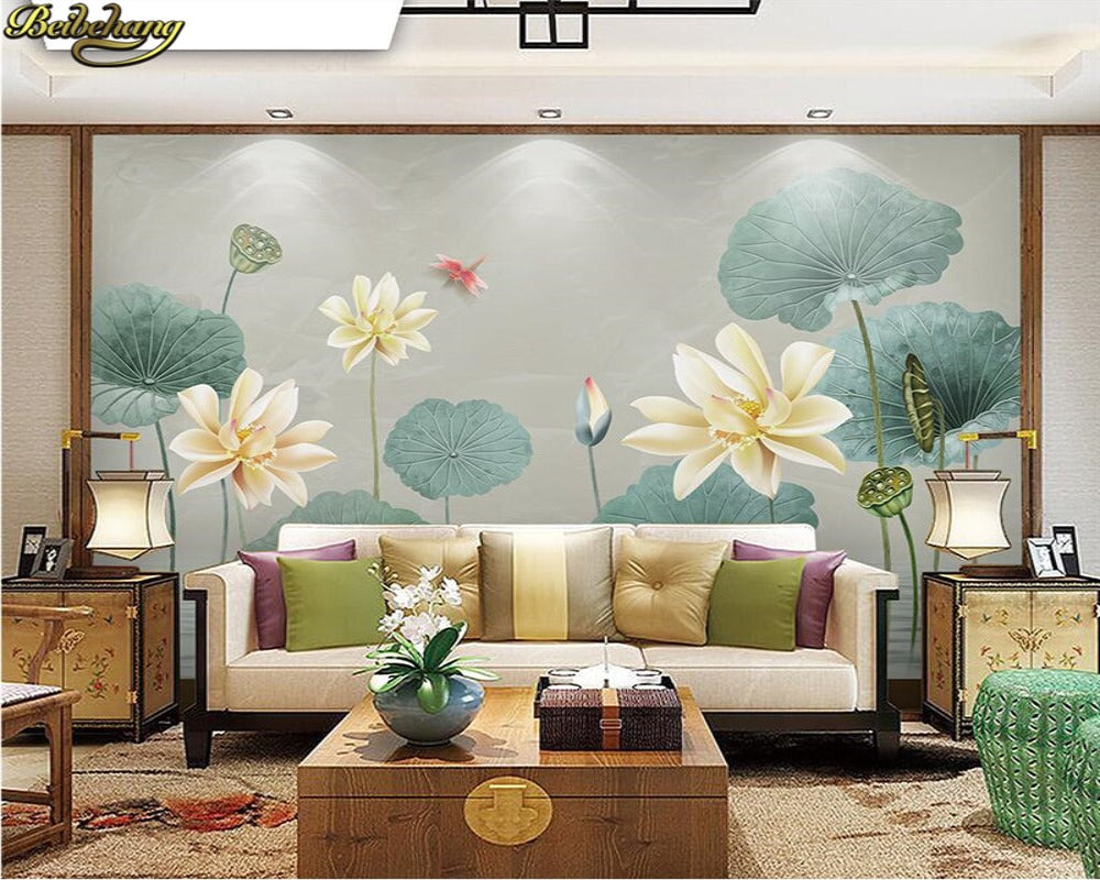 3D Wallpaper Chinese Lotus Leaf