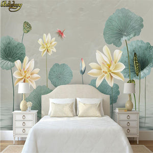 3D Wallpaper Chinese Lotus Leaf SKU# WAL0023