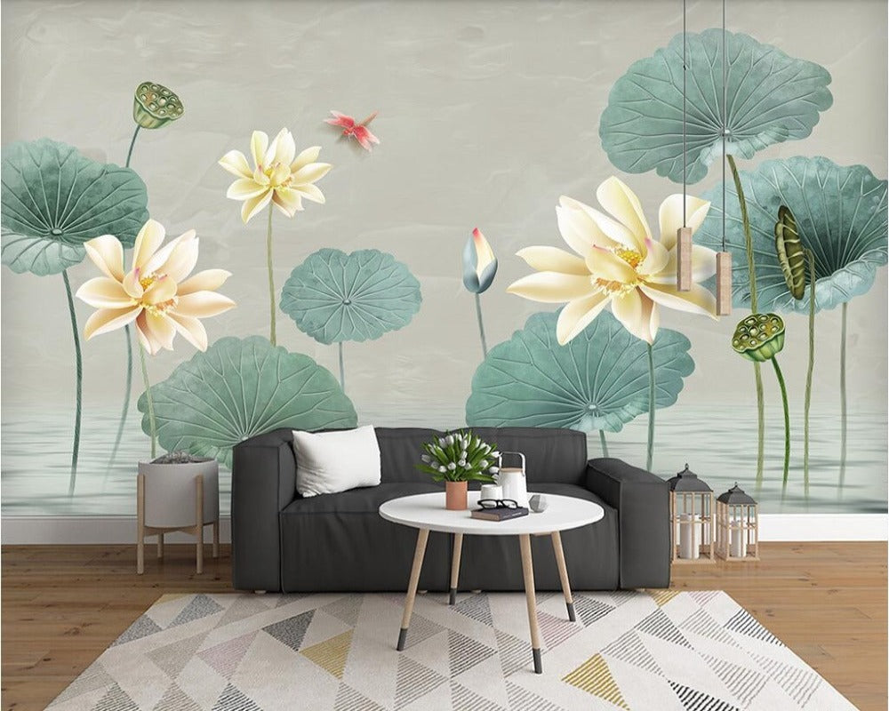 3D Wallpaper Chinese Lotus Leaf