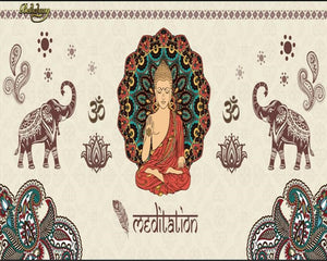 3D Wallpaper Indian Buddha Mural SKU# WAL0184