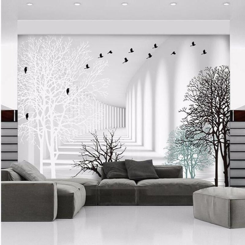 3D Wallpaper Abstract Woods for Living Room