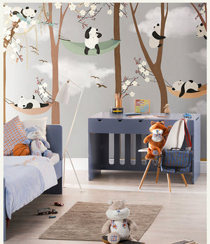 3D Wallpaper Cartoon Panda Trees SKU# WAL0085