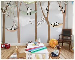 3D Wallpaper Cartoon Panda Trees SKU# WAL0085