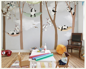 3D Wallpaper Cartoon Panda Trees SKU# WAL0085