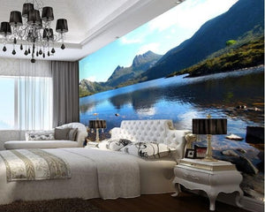 3D Wallpaper Mountain Lake View for Wall Accent